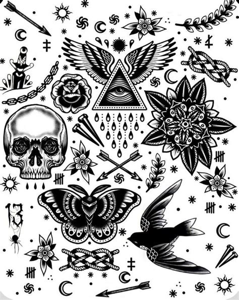 black and white tattoo stencil designs|More.